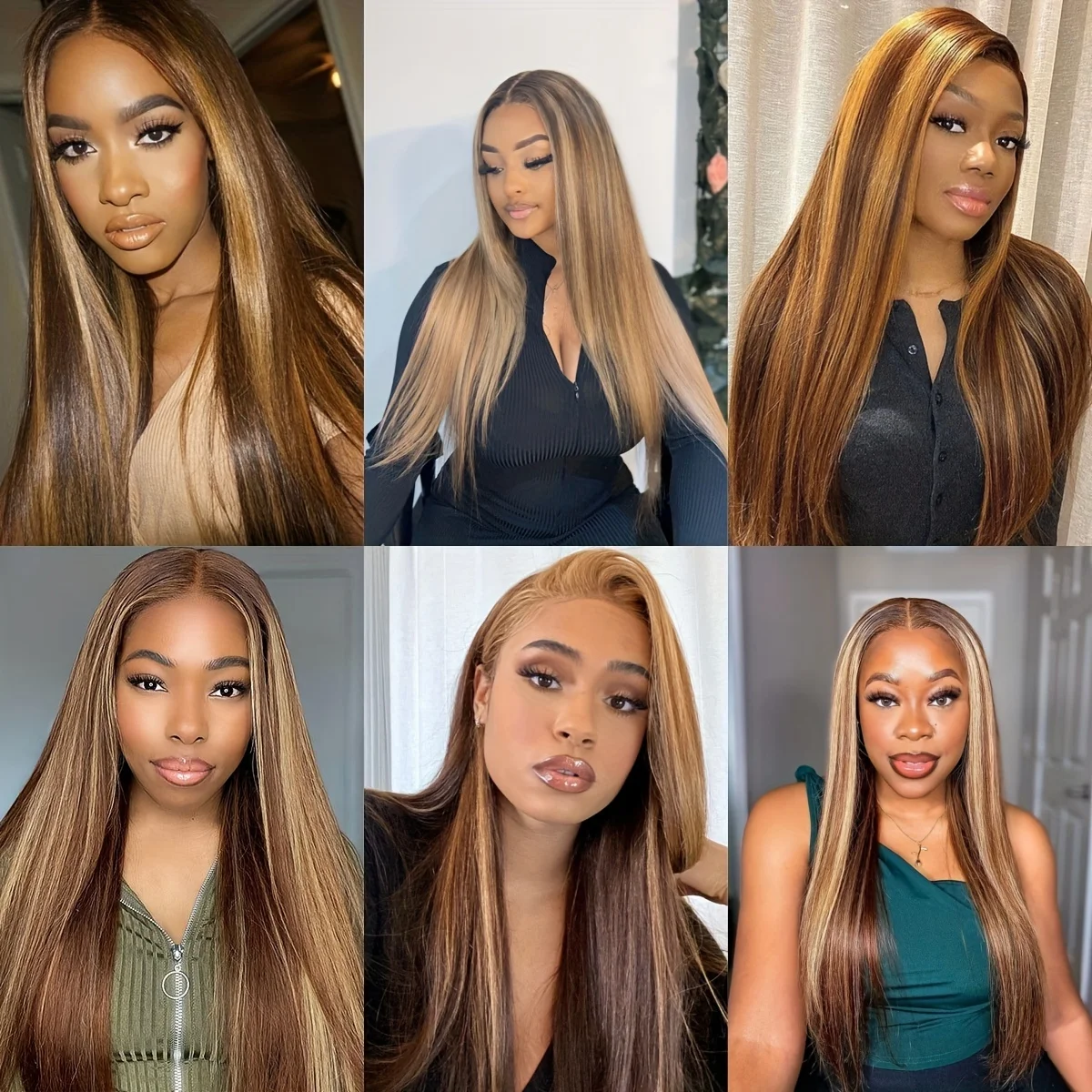 Glueless Wear Go Highlight V Part Straight Human Hair Wig Honey Blonde 4/27 Colored Wig No Leave Out No Glue Needed V Shape Mach