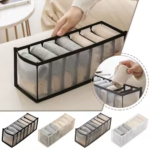 2026 Foldable Underwear Pants Storage Box Grid Closet Organizer For Socks Nylon Drawer Panties Dormitory Storage Home Separated