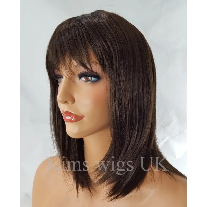 ダークブラウンウィッグ レディース レディース レイザーカット ショルダーレングス ファッション ヘア 英国販売者