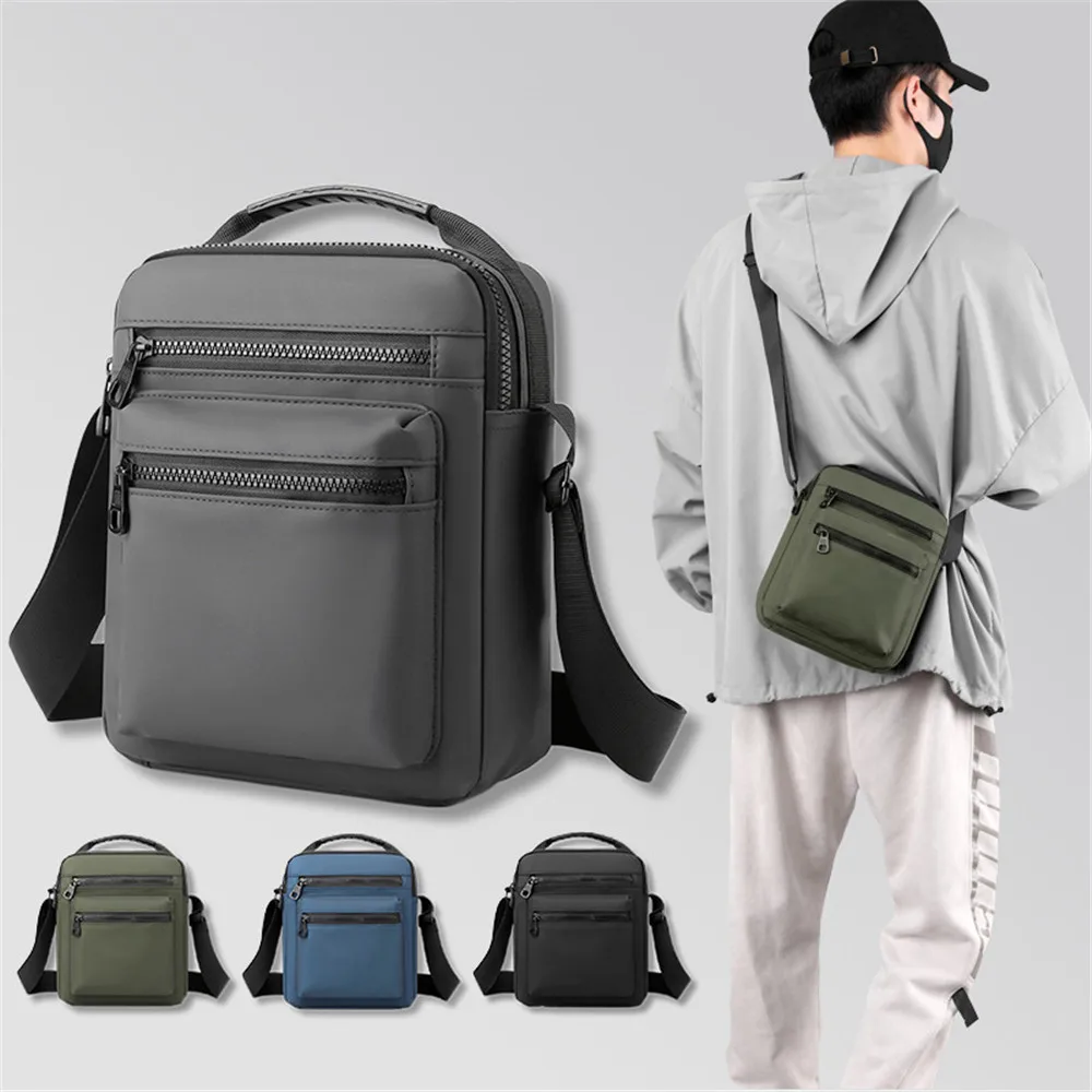 New Trendy Men\'S Shoulder Bag Fashion Casual Sports Bag Solid Color Oxford Cloth Multifunction Travel Messenger Bag Male