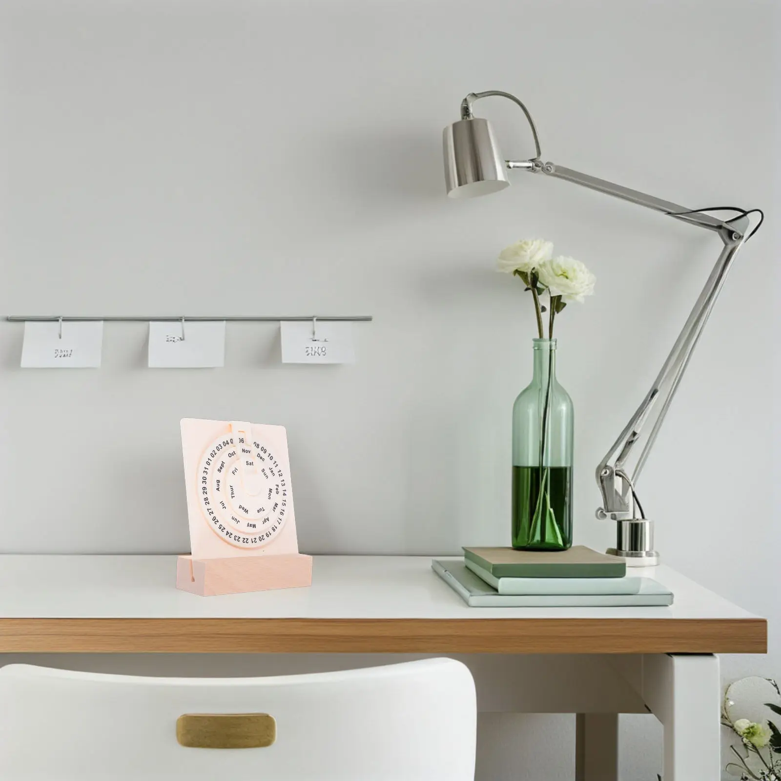 

Wooden Rotary Perpetual Desk Calendar Manual Rotating Date Display Decorative Desktop Ornament for Office Home Aesthetic
