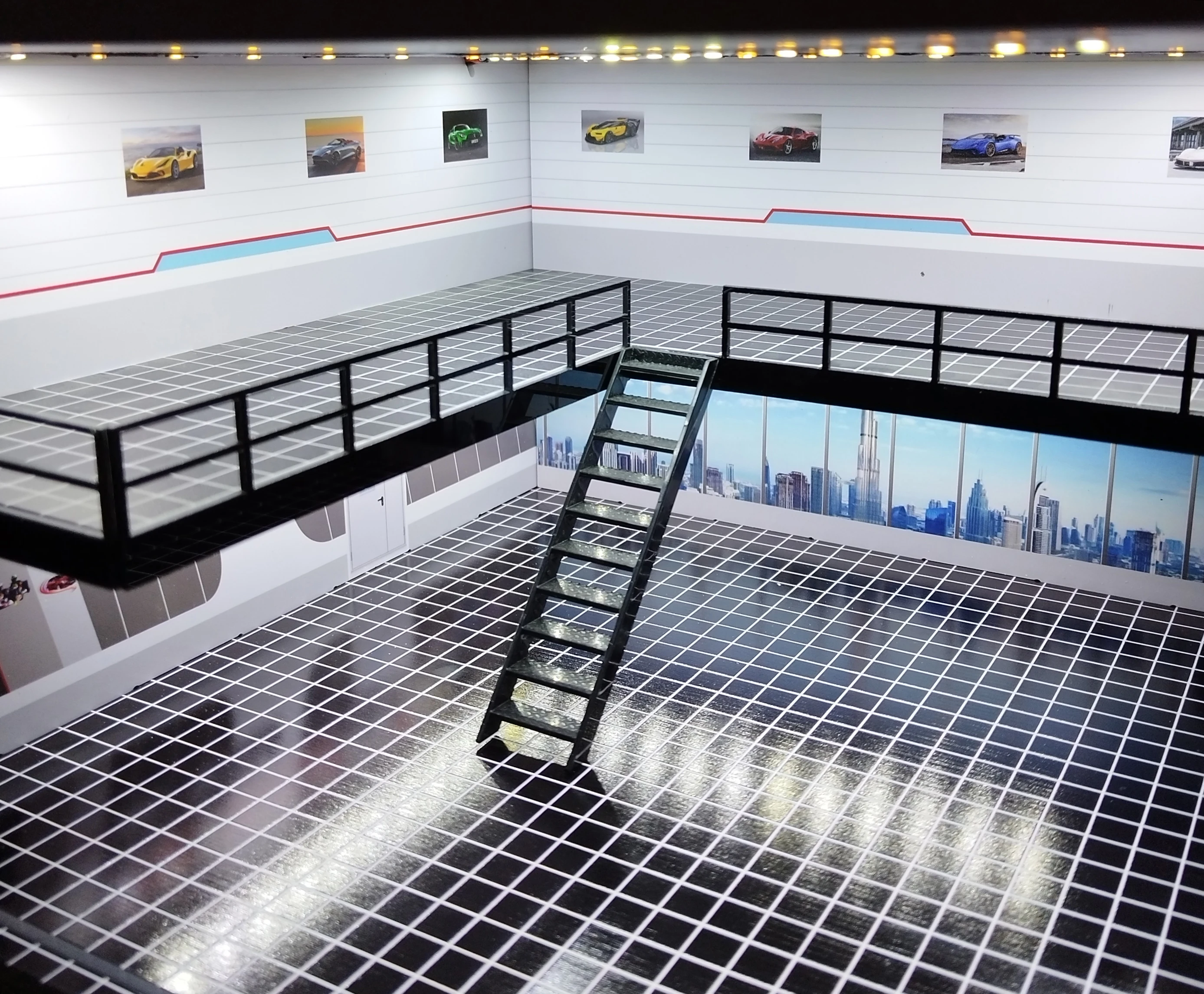 1/64 1/18 1/24 1/32 1/43 Scale Car Garage Diorama Models Set Scene LED Parking Lot Model for Matchbox Hot Wheels Collection