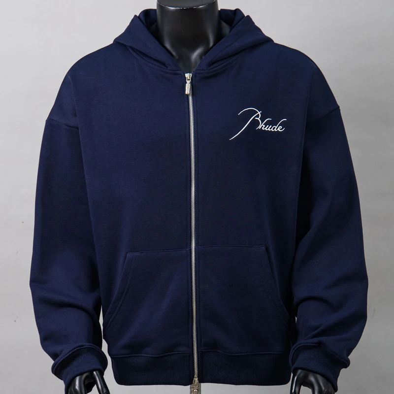 Autumn Winter Embroidered Printed High Quality RHUDE Heavyweight Hoodies Loose Fashion Versatile Casual Men Women Sweatshirts