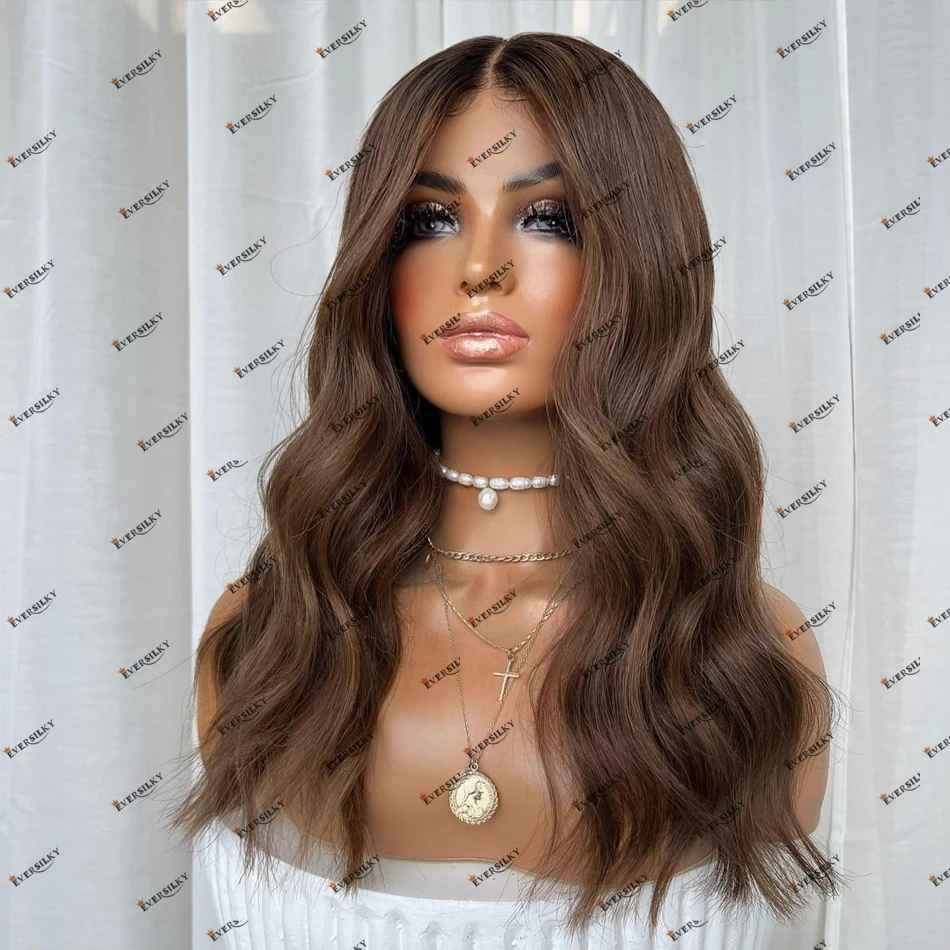 Body Wave Light Brown Human Hair Glueless 5x5 HD Lace Closure Wig Mid Length Remy Brazilian Human Hair 360 Lace Frontal Wigs