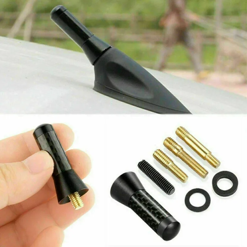 

Universal Car Roof Antenna Enhanced Signal FM/AM Carbon Fiber Screw Metal 3.5cm Short Stubby Mast Car Radio Aerial Accessories