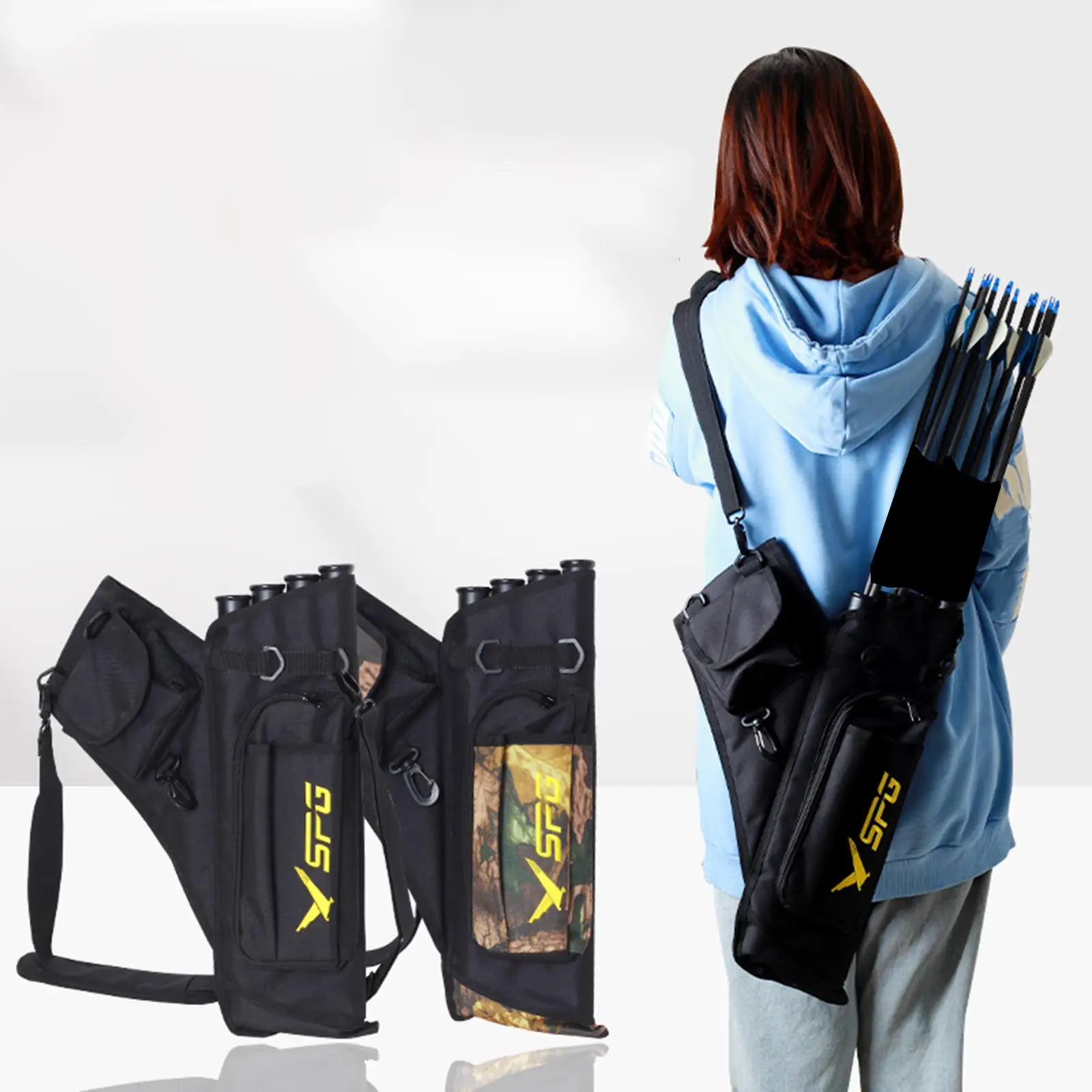 

Quiver Back Waist Shoulder Strap 4 Tube Carry Bag Holder Hip Bag Pouch