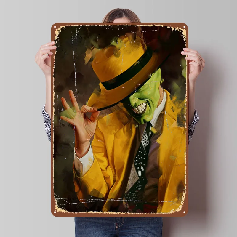 

Металлическая вывеска с маской, постер с фильмом, украшения для предметов домашнего декора, жестяные вывески на заказ для украшения стен, ретро человек, пещера