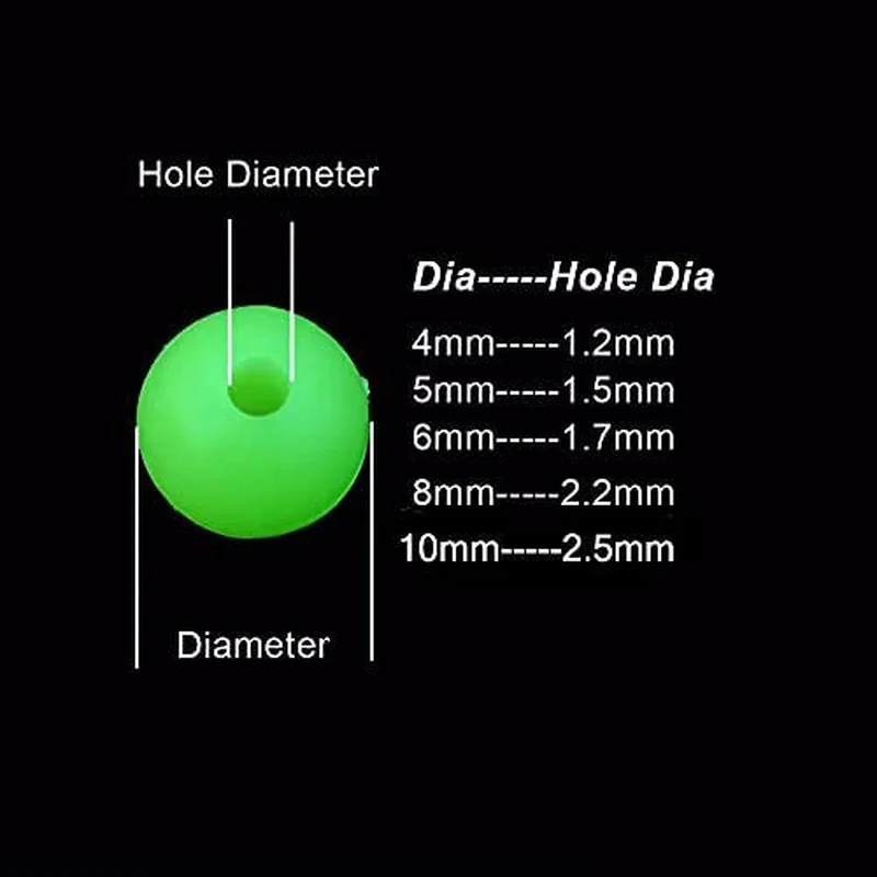 4/5/6/810mm Fishing Beads Luminous Glow in Dark Hard Plastic Fish Rig beads Saltwater fishing Lures Tackle