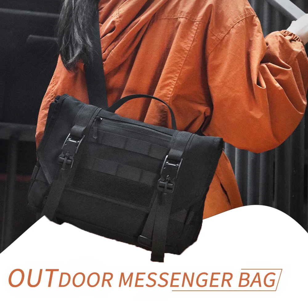 Outdoor Messenger Bag for Men/Women, Crossbody Bags with Shoulder Strap , Black Handbags, 12.6 inch Briefcases, Multi Pockets
