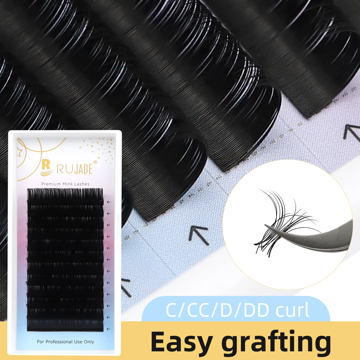 RUJADE 6-25mm Normal Fanning Russian Volume Eyelashes Extension Natural Soft Classic Individual Cashmere Eyelash Lashes Tray