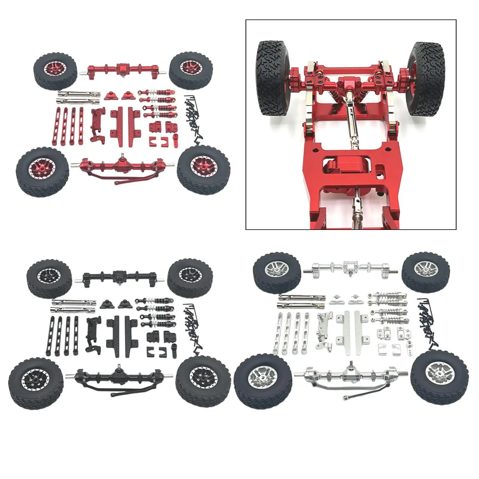 1:12 Scale Front and Rear Axle Set Servo Arm Repair Part Tire Clamp Wheels Upgrades Kit for MN82 LC79 Hobby Car DIY Accessories