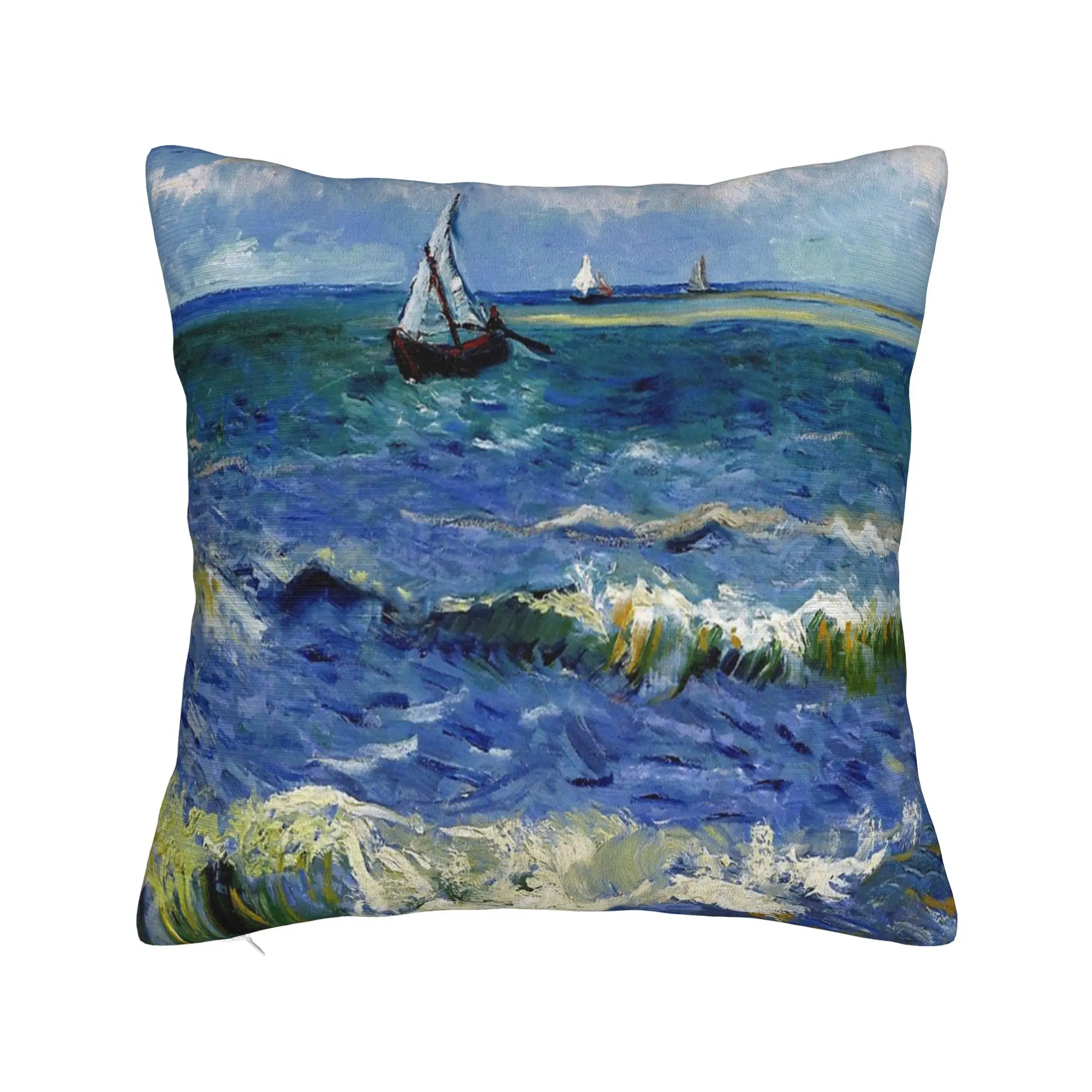 Vincent Van Gogh The Sea at Les Saintes-Maries-de Square Pillow Cases  Cushion Covers Customized Pillowcover for Car 40*40cm