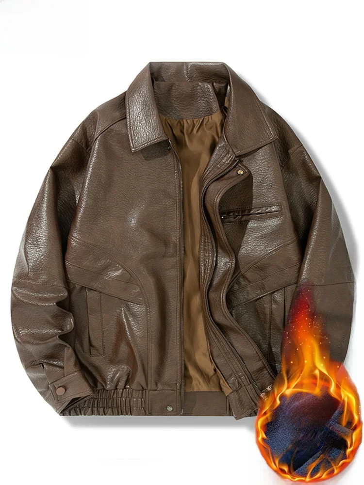 

TUCANO Men's Fce Lined Genuine Leather Jaet Stand Collar Zipper ket Casual Outerwear Thiened Autumn Winter New Arrival