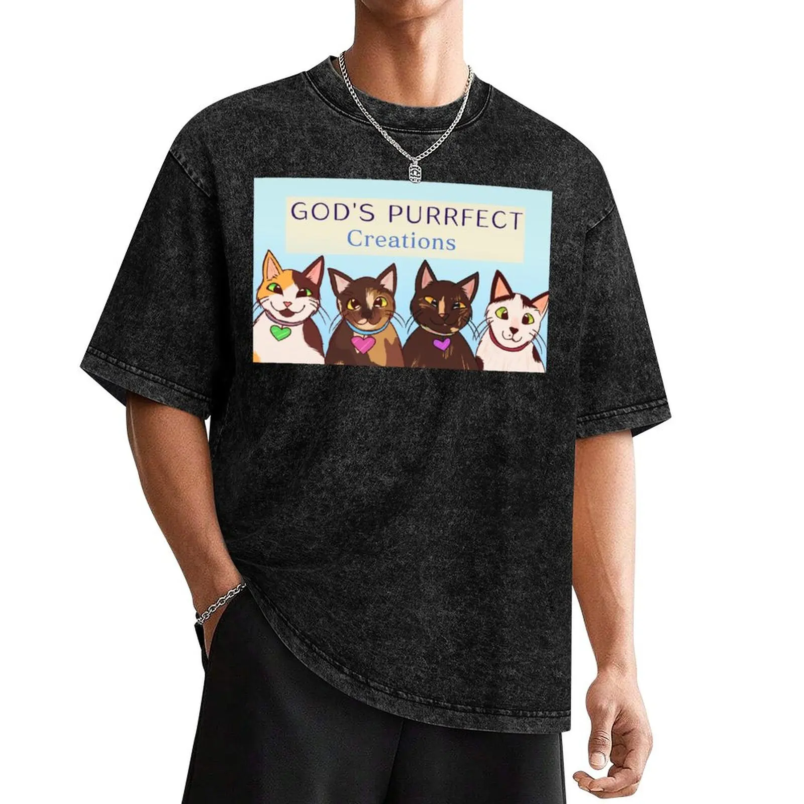 God's Purrfect Creations T-Shirt tops Aesthetic clothing mens graphic t-shirts funny