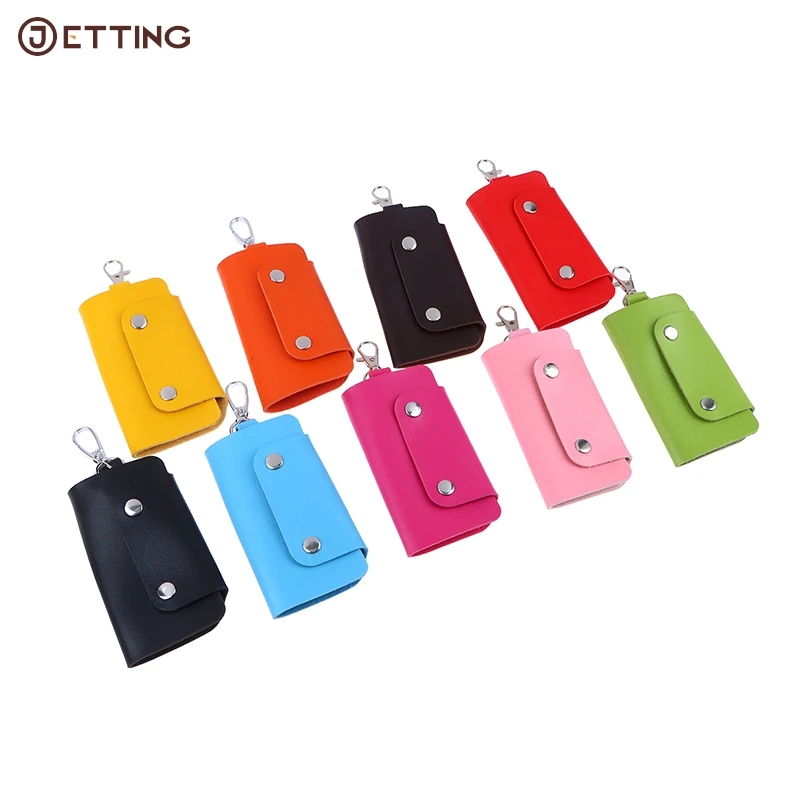 

1Pc Portable PU Leather Housekeeper Holders Car Key Holder Bag Case Unisex Wallet Cover Simple Solid Color Storage Bag