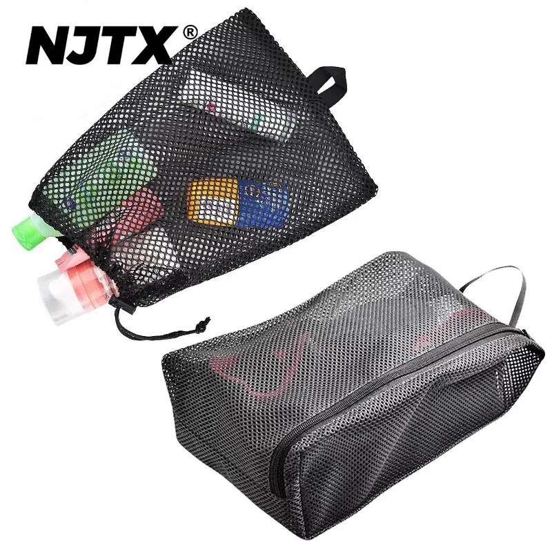 NJTX Tranquil Adventure Climbing Gear Storage Bag, Outdoor Mesh Zipper Storage Bag, Hand-Carry Shoe Bag, Breathable Bag
