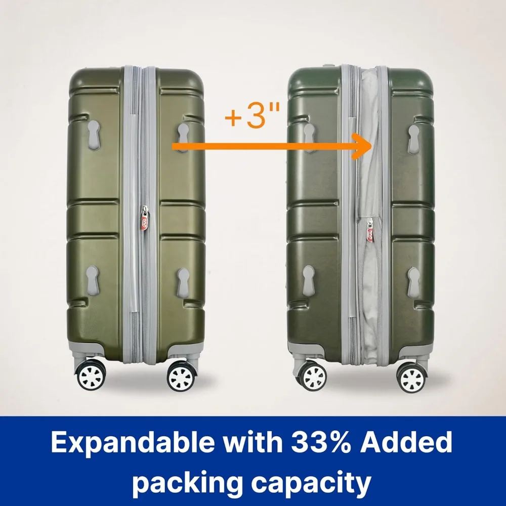 Lightweight 22 Inch Expandable Hardside Spinner Luggage with Lock, Carry-On Suitcase for Travel, USA Denmark Design