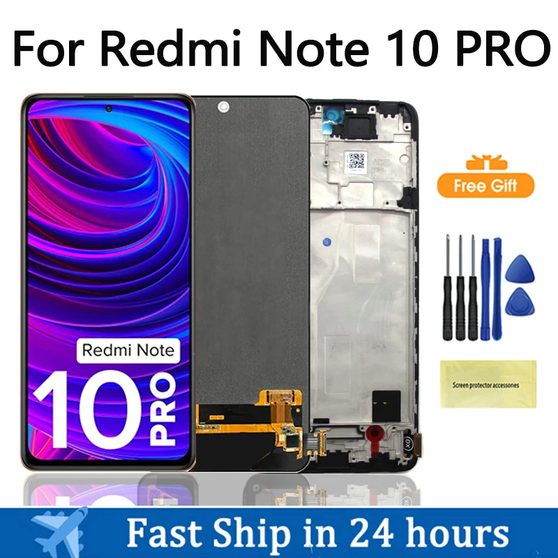 ЖК-дисплей AMOLED для Xiaomi Redmi Note 10 Pro с сенсорным экраном 6,67 дюйма и рамкой, сменный экран для Redmi Note10Pro, M2101K6G