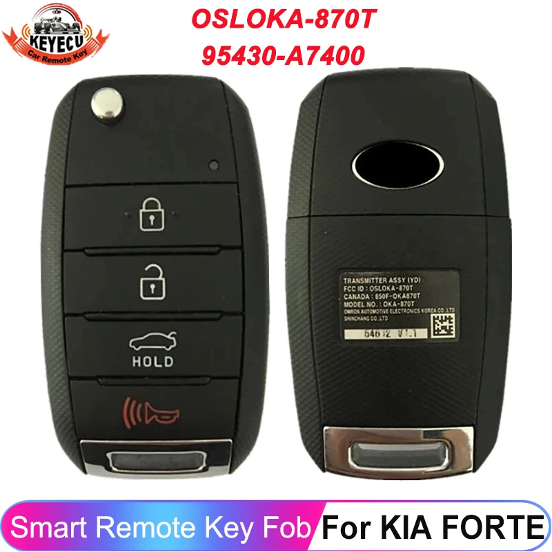 

KEYECU Original 95430-A7400 OEM FCC ID: OSLOKA-870T For 2014 2015 2016 KIA FORTE FORTE5 KOUP REMOTE FLIP KEY FOB 4 Button