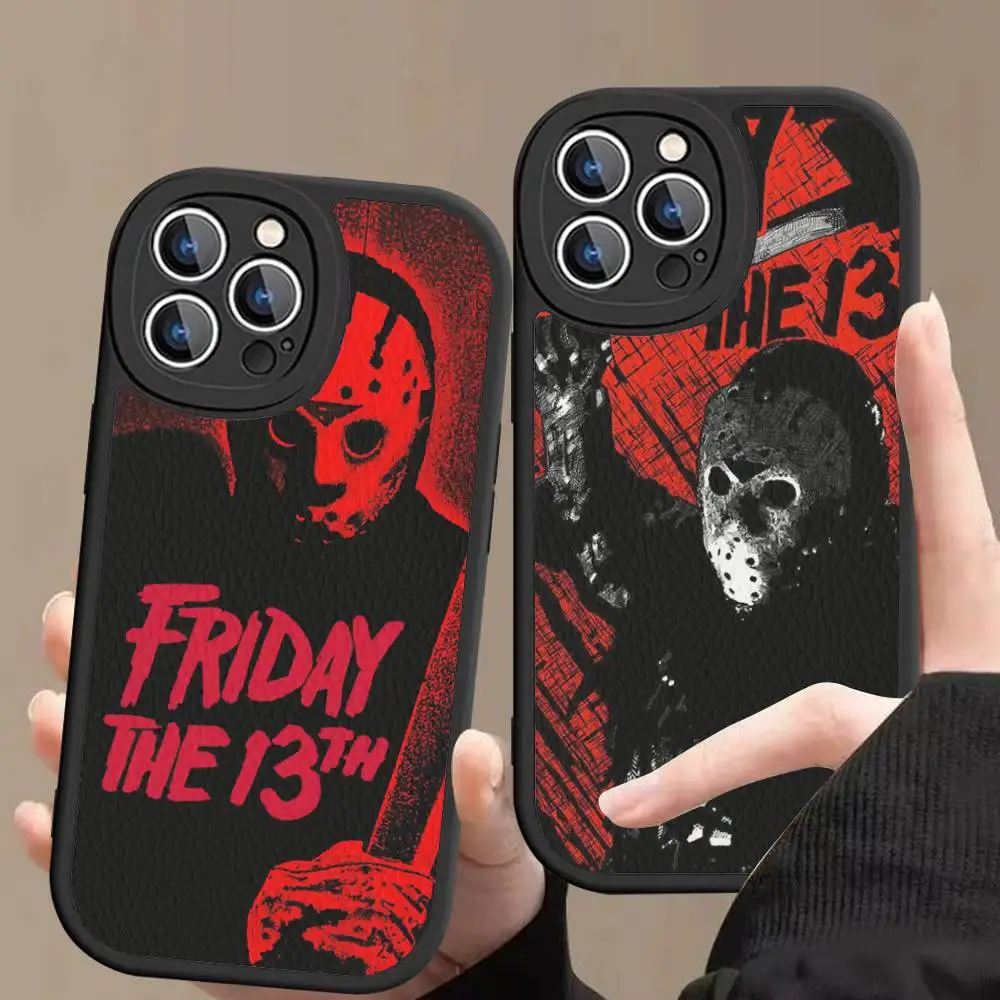 

Classic Horror Movie F-Friday T-The 13th Leather Phone Case For IPhone 16 15 14 13 12 11 Pro Max Plus Shockproof Cover