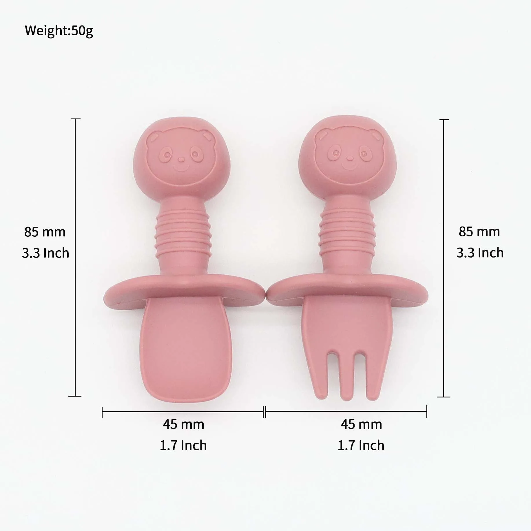 

New Little Bear Pattern Baby Food Spoon Fork Short Spoon Fork Easy to Grasp and Clean