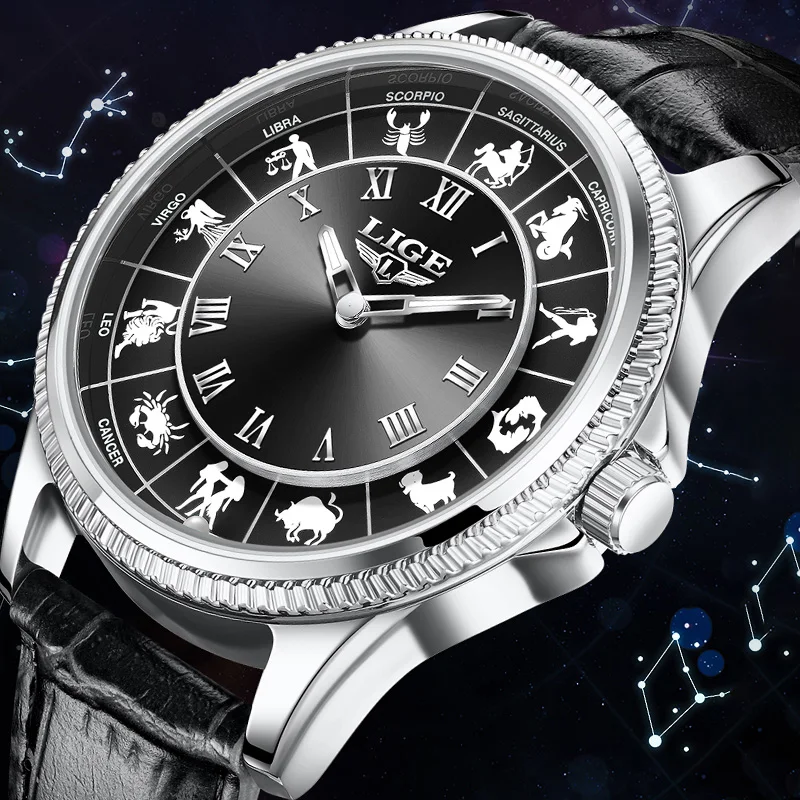 LIGE 2025 Creative Luxury Watches Men Constellation Dial Fashion Mens Watch Waterproof Luminous Quartz Wristwatches Reloj Hombre