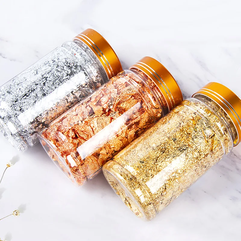 3/4/5/10g Shiny Gold Leaf Flakes Sequins Glitters Confetti for Painting Arts Nail Art Foil Decorative Paper Resin Mold Fillings