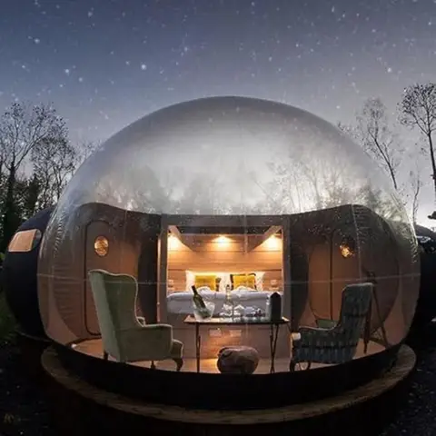 Camping Tent Transparent,Outdoor Inflatable Bubble Camping Tent,Clear Dome Camping Cabin with Quiet Air Blower DIY Outdoor