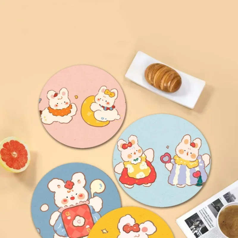 

Cartoon Cute Coasters Heat-resistant Anti-skidding Cup Pad Reusable Insulation Bowl Plate Pads Table Decoration and Accessories