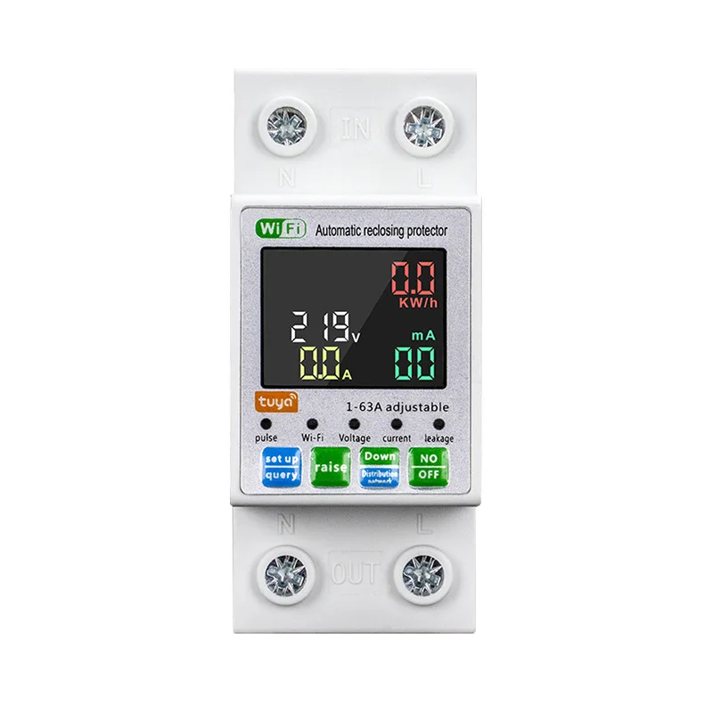 

Умный автоматический выключатель 63А Tuya WIFI с измерением энергии (кВт·ч), таймером, реле, дистанционным управлением и модулем защиты через приложение Life