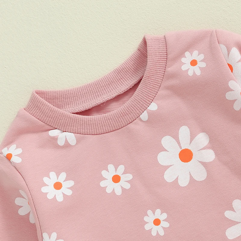 Moletom de Manga Comprida para Bebés, Flor, Pulôver Margarida, Tops, Cintura Elástica, Roupa Infantil, Outono, Inverno, 0-5 Anos