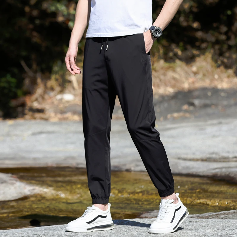 

Solid Color Sports Pants Men's Summer Thin Outdoor Men's Clothing Breathable Elastic Ankle-Tied Leisure Climbing Sports Pants