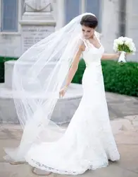 Caldo lungo morbido Tulle sposa velo da sposa velo lungo cattedrale velo a goccia semplici veli da sposa con pettine per capelli accessori da sposa