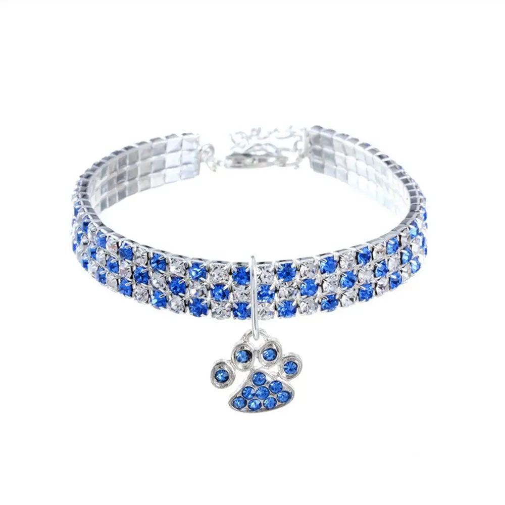

Shiny Crystal Bling Rhinestone Necklace Cats Footprints Kitten Collar Jewelry Pet Pendant Cat Collar Dog Collars Pet Supplies