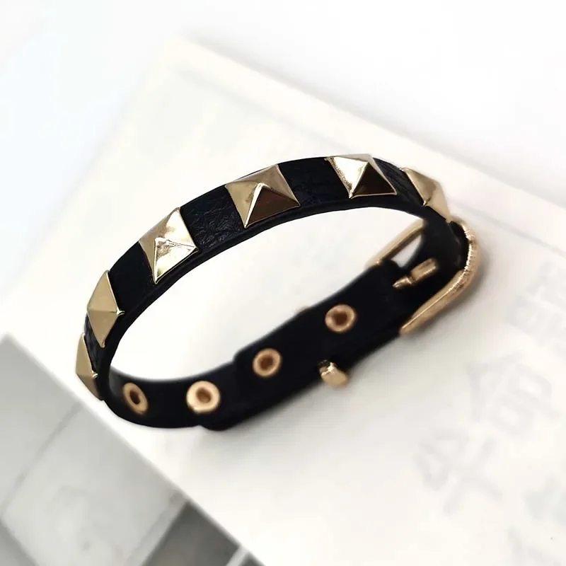 Adjustable PU Leather  Punk Rivet Bangles Brand  Metal Punk Euramerican Bracelets Jewelry Wristbands Gift for Men