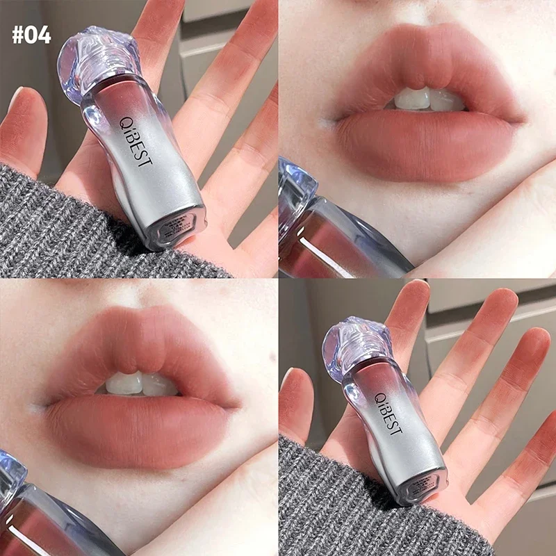 QIBEST Matte Velvet Liquid Lipstick Natural Long-Lasting Highly Pigmented Lip Mud Portable Finish Universal Lip Gloss Cosmetics