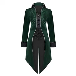 Green Vintage Steampunk Victorian Gothic Jacket Men Medieval Renaissance Vampire Halloween Uniform Stage Cosplay Pirate Outfit