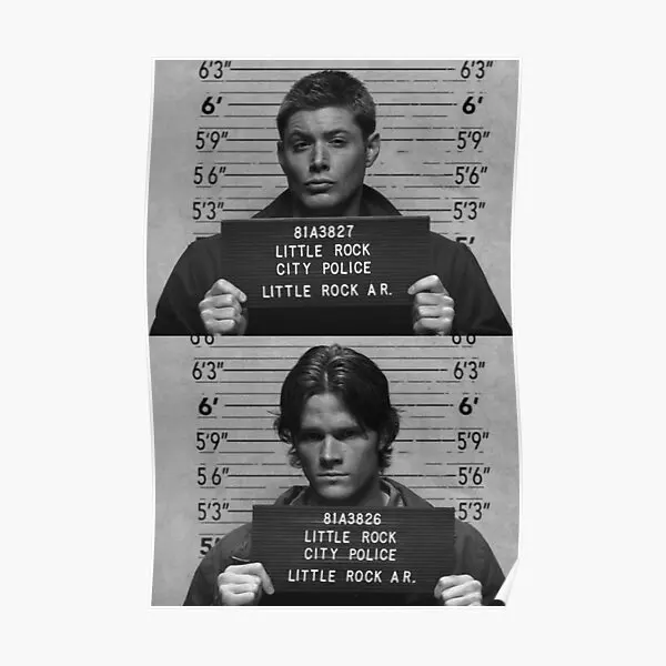 Supernatural Dean And Sam Mugshot  Poster Print Art Painting Wall Funny Picture Decor Home Mural Modern Vintage No Frame