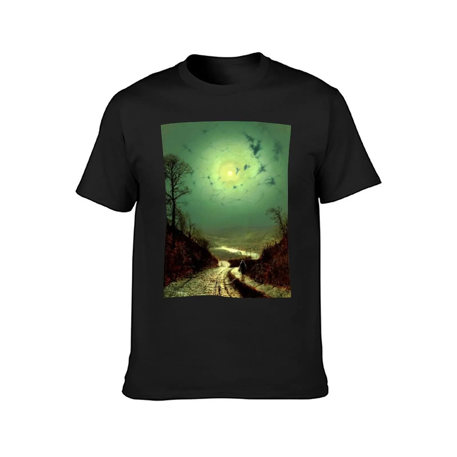 A Wet Road by Moonlight, Wharfedale - John Atkinson Grimshaw T-Shirt cute tops cute clothes Men's t-shirts