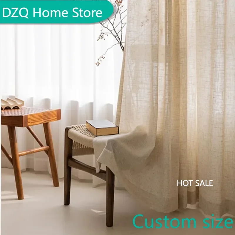 

Japanese linen colors sheer curtains for living rooms bedrooms study tea rooms Yoga Room cotton linen curtains yarn Custom size