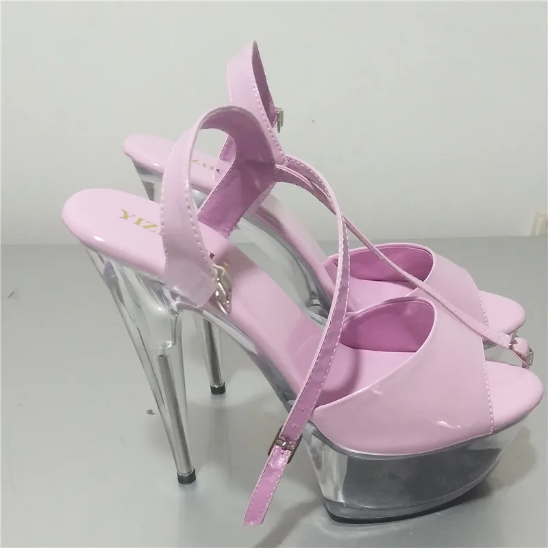 

Новые босоножки на высоком каблуке 15 см прозрачные, сексуальные и водонепроницаемые с помощью более красочного вампа, банкетные сандалии.