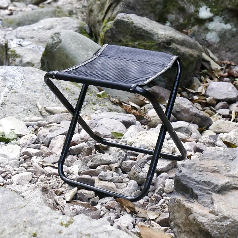 Aluminum alloy outdoor folding stool, portable folding chair, ultra lightweight and thickened small Maza camping and fishing sto