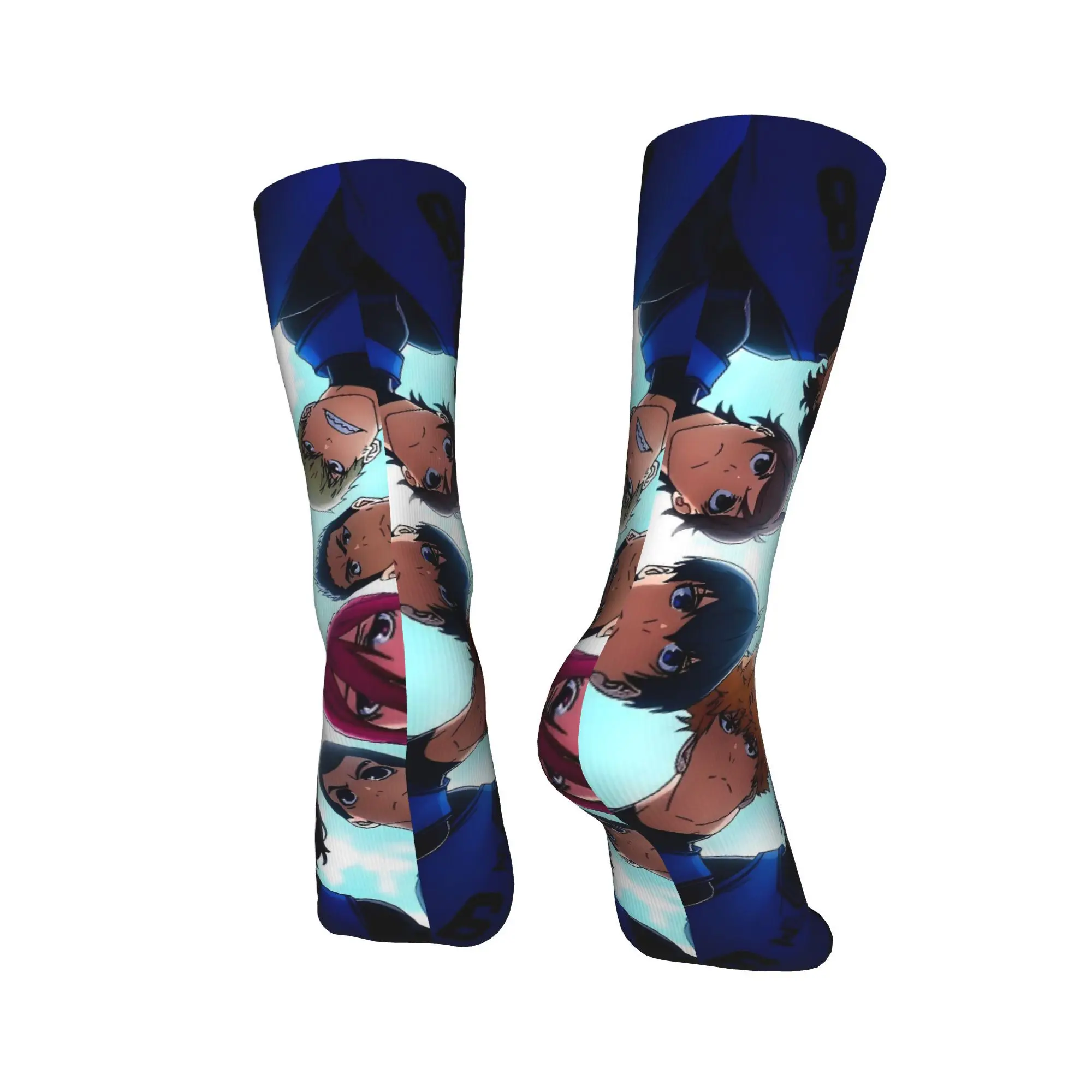 الأزرق قفل أنيمي جوارب أنيقة الجوارب للجنسين الرجال جودة الجوارب الربيع الرياضة في الهواء الطلق الرسم عدم الانزلاق الجوارب هدية عيد ميلاد