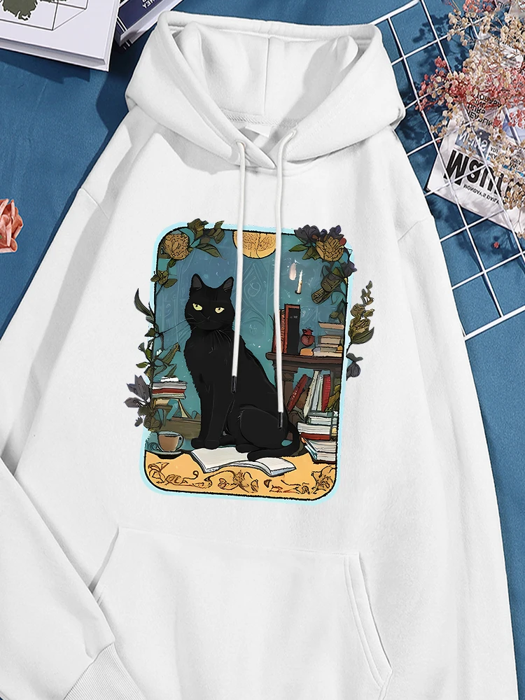 The Cat On The Desk Printed Sportwear For Women Harajuku Funny Hoodies Causual Pocket Versatile Tracksuit Unique Fleece Clothes