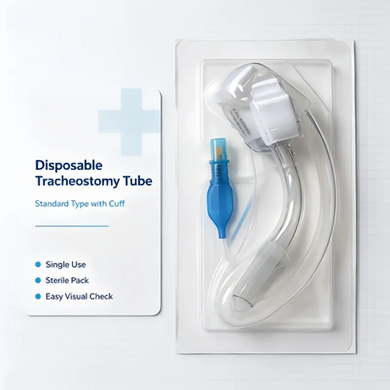 Disposable Medical Tracheotomy Cannula with Sleeve, PVC EO Sterile Tracheostomy Tube for Adult Children Airway Management
