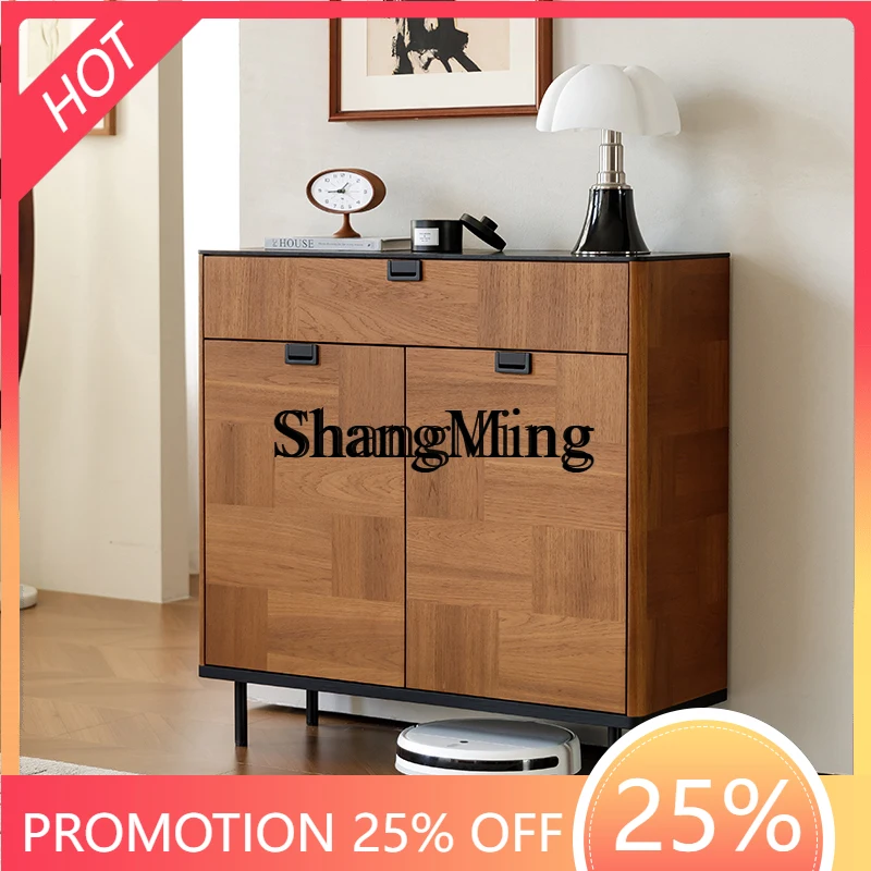 

FG medieval French teak solid wood veneer shoe cabinet modern simple entrance locker