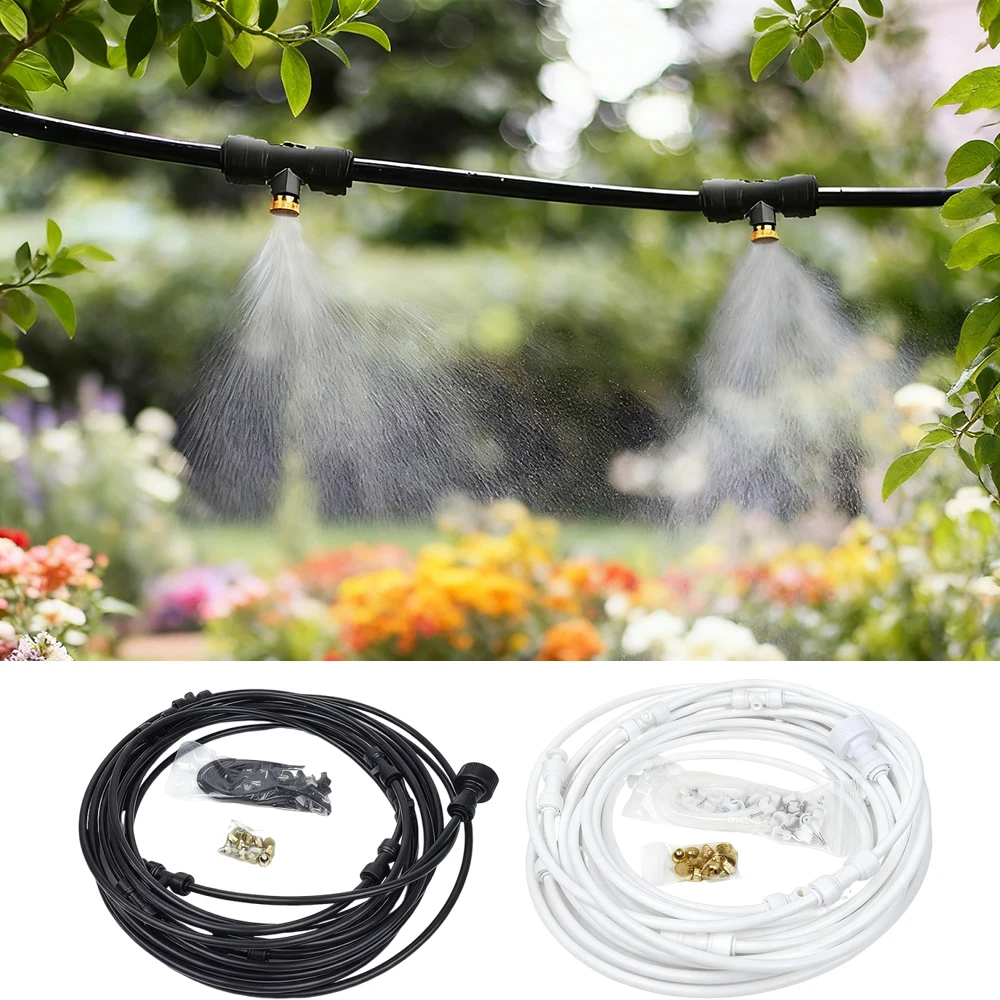 1set Spray Cooling System Kit, With Brass Sprinkler Nozzle Outdoor Spray Water Pipe for Greenhouse Garden Patio Waterring