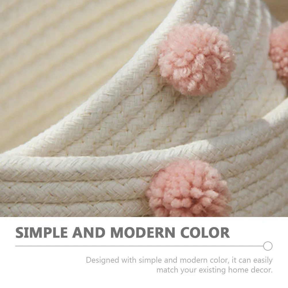 

Woven Cotton Storage Basket Sundry Organizer for Desktop Dressing Table Makeup Phone Snacks Bedroom Bathroom Living Room Storage