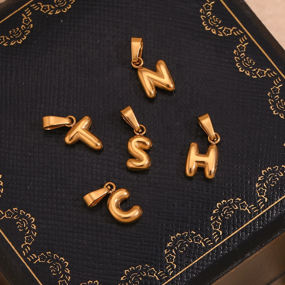 E.B.belle New 2024 Popular Mini Bubble 26 Initial Letter Charms For Jewelry Gold Plated Premium Stainless Steel Jewelry Pendant