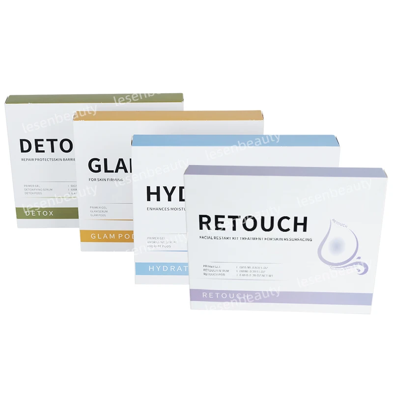 NUOVO 4 Kit di Ossigeno CO2 GLAM DETOX HYDRATE RETOUCH Pods Rivitalizzante Prodotti per la Bellezza della Pelle Kit Spa per il Viso Specializzato per Nuove Penne